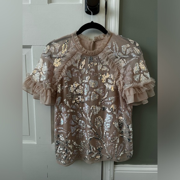 Needle & Thread “Floral Gloss” Floral Tulle Sequined Top - Picture 10 of 10